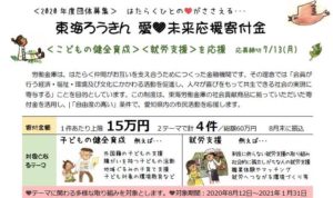 東海ろうきん愛・未来応援寄付金2020年度